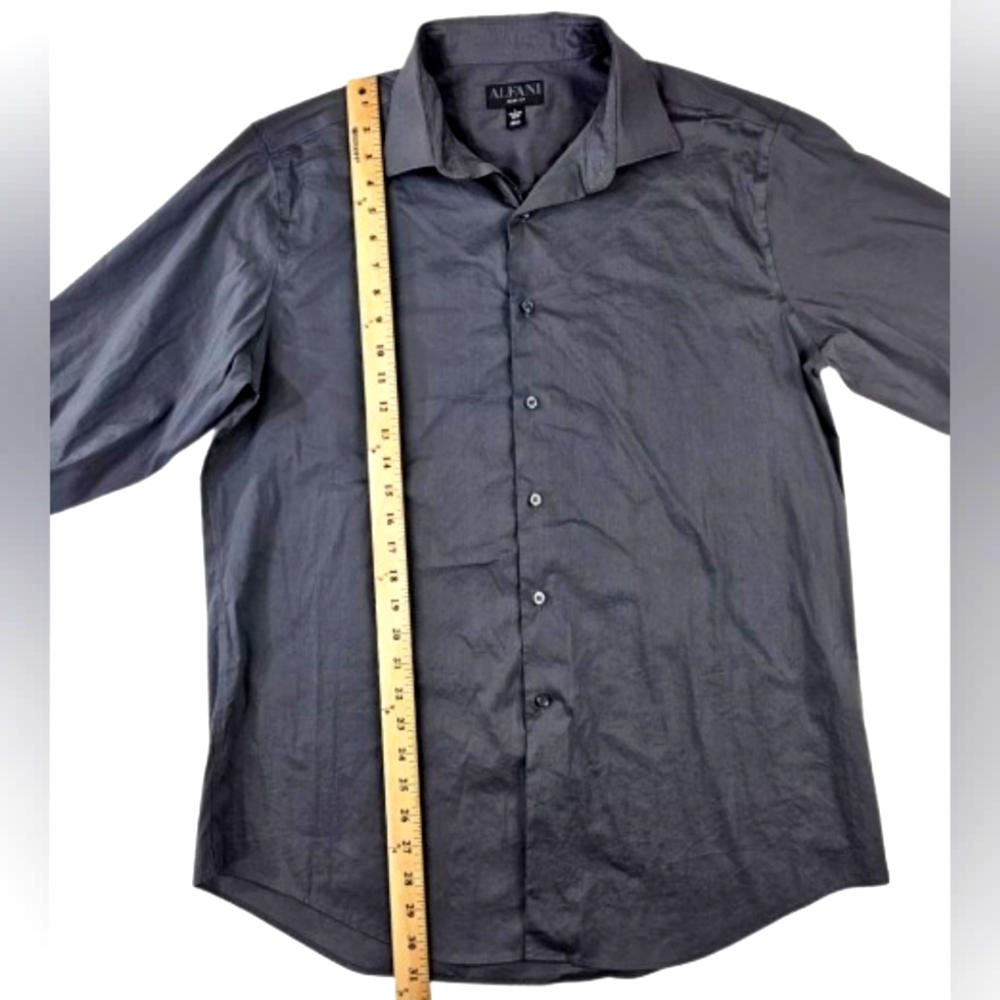 Alfani Mens Slim-Fit Wrinkle Resistant Moisture Wicking Dress Shirt Black Oyster - Picture 4 of 10
